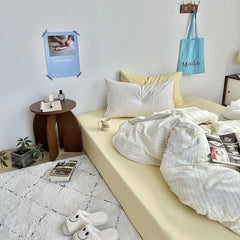 Ins Style Bedding Set Duvet Cover Wash Cotton Stripe Summer Soft Cool Summer Bed Sheet Set Comforter Set Quilt Cover