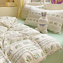 Ins Bedding Set Refreshing New Blue Wind CHIME Four PIECE Set On Bed Washing Cotton Bed Sheet Bed Sheet Dormitory 3pcs