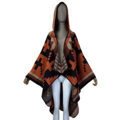 Pre Order : Hooded Midi Boho Poncho Cardigan - WINI