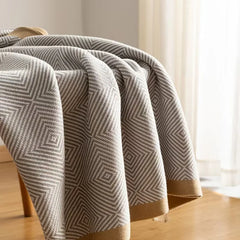 2025 new light luxury blanket living room nap sofa blanket bedside towel office aviation blanket paper pattern fish bone pattern