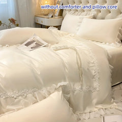 3pcs Lace Duvet Cover Set (1*Duvet Cover + 2*Pillowcase, Without Core),lace Bedding Set,for girls Bedroom gest room