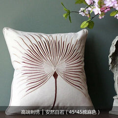 45x45cm Throw Pillows Cotton Linen Flower Embroidery Pillowcase Cover Sofa Car Cushion with Core Home Decor for Living Room