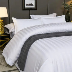 Luxury 100% Egypt Cotton 5 Stars Hotel Quilt Cover Pure Cotton Satin Strip Bed Line Duvet Cover Gray Blue Gold