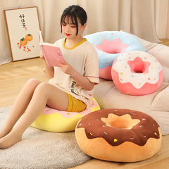 Candy Colors Donut Plush Pillow Floor Chair Round Sitting Seat Cushion Soft Creative Snack Food Throw Pillow For Kids Birthday