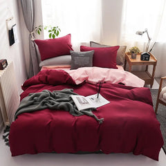 Solid Color Bedding Set Orange Grey Single Double Size Bed Linen Duvet Cover Pillowcase No Fillings Kids Adult Home Textile