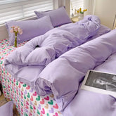 Purple Bedding Set Ins Nordic Solid Full Queen Size Duvet Cover Flat Sheet Pillowcase No Filler Girl Boys Hotel Home Bed Linens