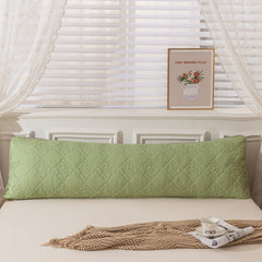 Class A Soybean Cotton Fiber Quilted Long Pillowcase,Skin-friendly,Hygroscopic Soft,Washed Cotton Linen Fabric,Solid Color