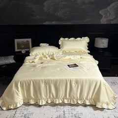 Korean Version Ruffled Summer Cool Quilt Washed Silk Machine Washable Summer Quilt Twin Air-Conditioned Quilt Comforter Bedding