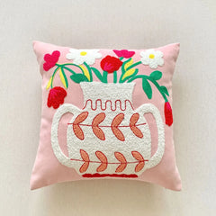 French Pink Floral Pillow Cases Fluffy Flower Embroidered Throw Pillow Cover Living Room Sofa Decorative Pillow Case 45x45cm