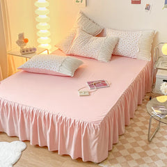 Floral Princess Style Korean Bed Skirt Bed Sheet flowers Lace Quilt Cover Ins Bedding For Girls Luxury Home Textiles