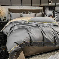 European Luxury Bedding Set Luxury Embroidery Washed Silk Duvet Cover Bed Sheets and Pillowcases King Size Bedding Set