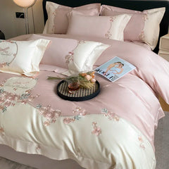4pcs/Set Class A Grade High-end 200s Long-staple Pure Cotton Embroidery Quilt Covers Pillowcases Sheet Bedding Set