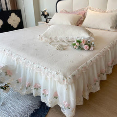 2025 Summer Cool Bed Skirt Sheet Princess Bed Skirt Mattress Ruffled Lace Bedsheet Not Stuffy With Pillowcases Twin Queen Size