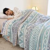 100% Cotton gauze summer blanket breathable bed linen Jacquard bed plaid light weight home Blankets and bedspreads Non shrinking