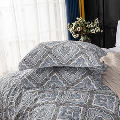 100% Cotton Handmade Geometric Grey 3pcs Printed Quilted Quilt Pillowcase Free Shipping
