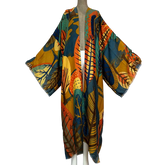 Vibrant Leaf Print Kimono Cardigan - WINI