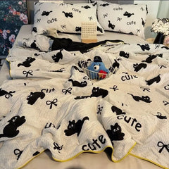 Summer Blanket Cool Quilt Cute Flower Bubble Cotton Summer Quilt Sleeping Naked Air Conditioning Quilt Lightweight Washable