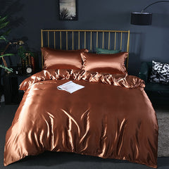 blending Mulberry Silk Bedding Set Silky High-end Queen Size Duvet Cover Set with Fitted Sheet Luxury Bedding Sets King Bed Sets