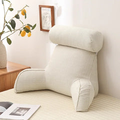 Adult Reading Pillow Ultra-Comfy Removable Linen Cover Detachable Neck Roll Unmatched Support Bed Rest Sit Up Pillows