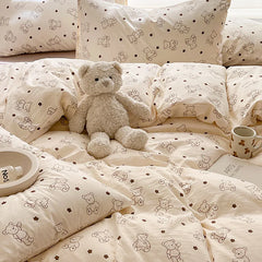 Ins Simple Flower Bed LinenTwin Full Queen King Size Bed Sheets Set Adults Kids Floral Bed Comforter Sets Bed Duvets Kawaii