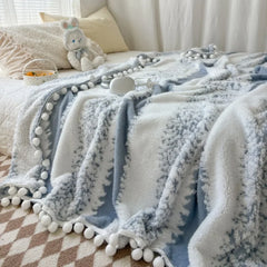 1pc two-color jacquard star velvet Dream Talk ball blanket, comfortable and breathable, dopamine color series, festival gift