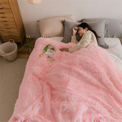 Double Side Fluffy Blanket Soft Bedspread Shawl Plush Blankets Portable Sofa Warm Bedding Throw Blanket Bedroom Decor Bed Cover
