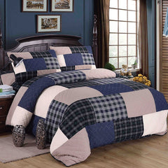 Double Bed Dyed Cotton Patchwork 3 Piece Quilted Quilt Light Quilt Pillowcase Free Shipping