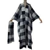 Minimalist plaid Maxi Cardigan - WINI