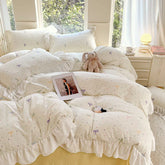 INS Princess 2025 New Style Bedding Sets Sweat Bow Quilt Cover Romantic Bedclothes Decor Woman Bedroom Duvet Cover Set 4pcs