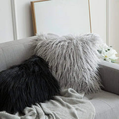 45cm Faux Sheep Fur Cushion Cover Washable Soft Square Pillowcase Furry Plain Fluffy Faux Fur