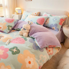 High Quality Winter Warm Thicken Super Soft Velvet Plush Duvet Cover King Queen Size Fine Coral Fleece Quilt Cover No Pillowcase