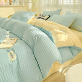 Seersucker Bedding Sets Solid Color Washed Cotton Microfiber Duvet Cover Flat Sheet Pillowcases Soft Duvet Cover Sets