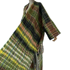 Plaid Fringe Maxi Cardigan - WINI