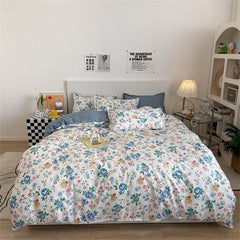 Dreamreal Floral Bedding Set with Duvet Cover 30 Colors Duvet Cover Fitted Sheet Pillowcase Luxurious Satin