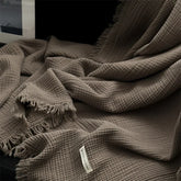 1pc Blanket 100% Cotton Sofa Towel Tassels Bed Linen Solid Color Shawl manta Skin-friendly Plaid Home Blankets