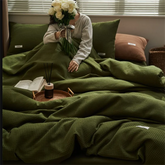 Ins Style Solid Color Waffle Cotton Duvet Cover Set Bed Sheet Four Piece Set High Beauty Quilt Sheet Bed Sheet Bedding Set
