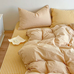 Japanese Simple Stripe Quilt Cover Washed Cotton Bed Sheet Pillowcase Twin Full Queen Bed Linen Adult Duvet Cover Set No Filler