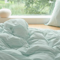 Mint Manbo Rolled Edge Washed Cotton Bed Four Piece Set, Duvet Cover, High-end Bed Sheet, Student Bed, Dormitory Three Piece Set