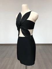 Solid 3D Flower Bandage Mini Dress