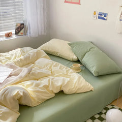 High Quality Bedding Set Boys Girls Twin Queen Size Washed Cotton Sheet Pillowcase Bed Linens Adults Home Textiles No Filler