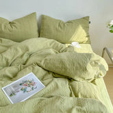 INS jacquard Wheat Grain Bedding Set Solid Color Duvet Cover Pillow Case Sheet Adults Girls Washed Cotton Bed Linen King Queen