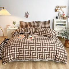 Soft Bedding Set Nordic Washed Cotton Linen Duvet Cover Plant Pattern Home Textile Queen King Cover Pillowcase Bed