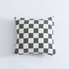 Checkered Cushion Cover Checkerboard Throw Pillowcase Short Fleece Square Pillow Cover For Home Living Room Sofa Decoration
