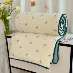 2025 Summer 2 Gauze Blanket AClass Jacquard Kids AirCon Quilt Machine Washable Lightweight Summer Bedding Gift Set