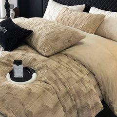 Luxury Brand New Black Plush Shaggy Duvet Cover Set Winter Warm Fur Fluffy Velvet Noble Bedding Set Bed sheet Soft Velvet 4pc