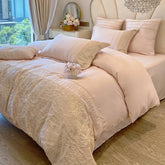 4pcs Class A High-end Long-staple Cotton Thickened Brushed Embroidery Quilt Cover Flat/fitted Bed Sheet European Bedding Set