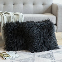 45cm Faux Sheep Fur Cushion Cover Washable Soft Square Pillowcase Furry Plain Fluffy Faux Fur