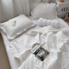 4 New Korean Chiffon Summer Quilt Three Piece Set Air-condition Quilt Kids Adult Quilts Polyester Washable Home Use