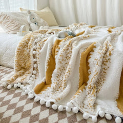 1pc two-color jacquard star velvet Dream Talk ball blanket, comfortable and breathable, dopamine color series, festival gift