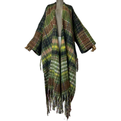 Plaid Fringe Maxi Cardigan - WINI